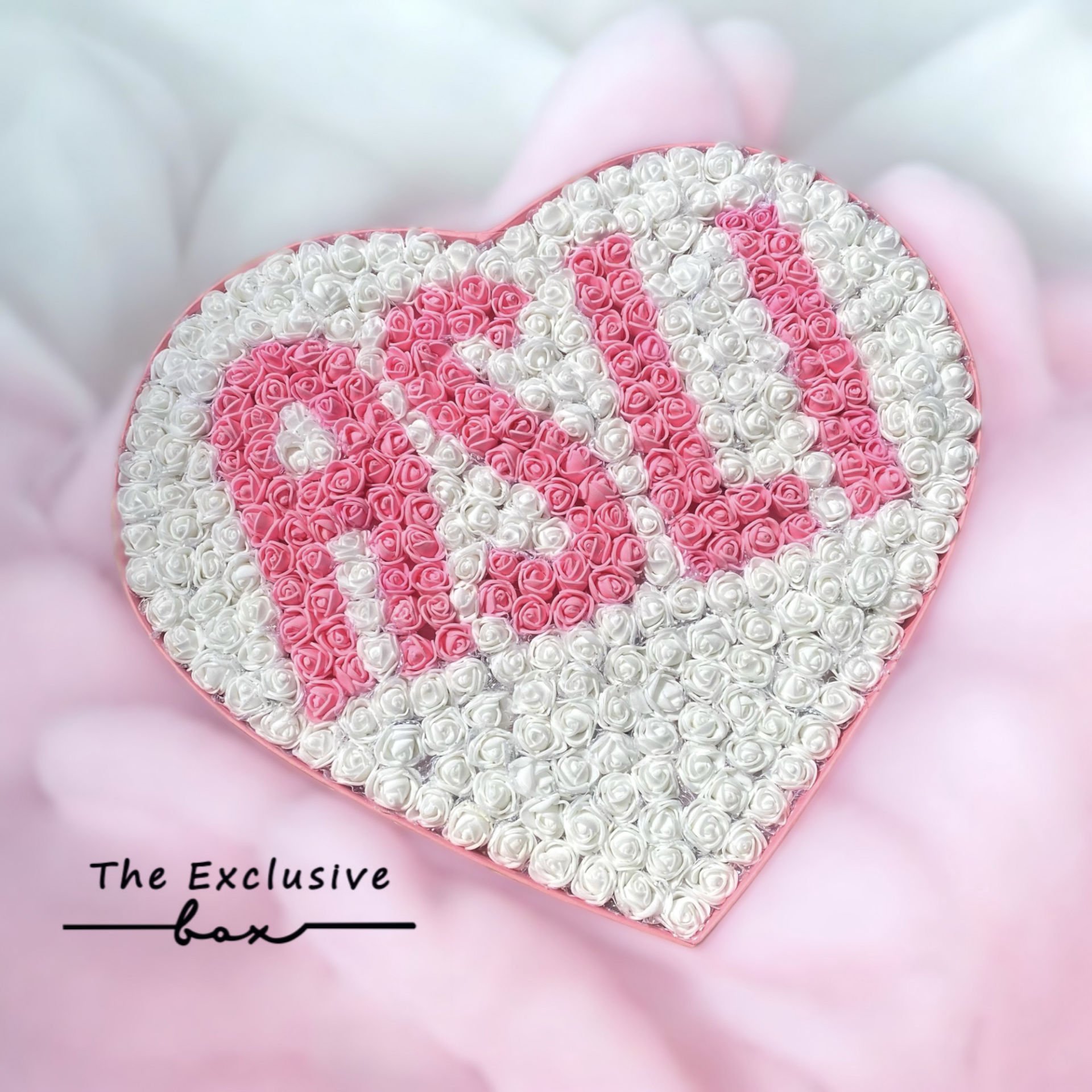 Kalp Kutu İsim Tasarım Beyaz&Pembe