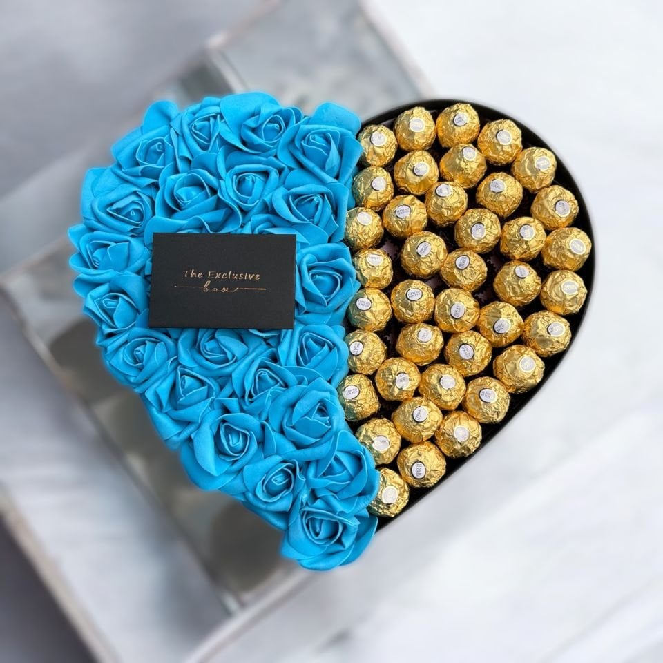 Mavi Gül & Çikolata Aranjmanı