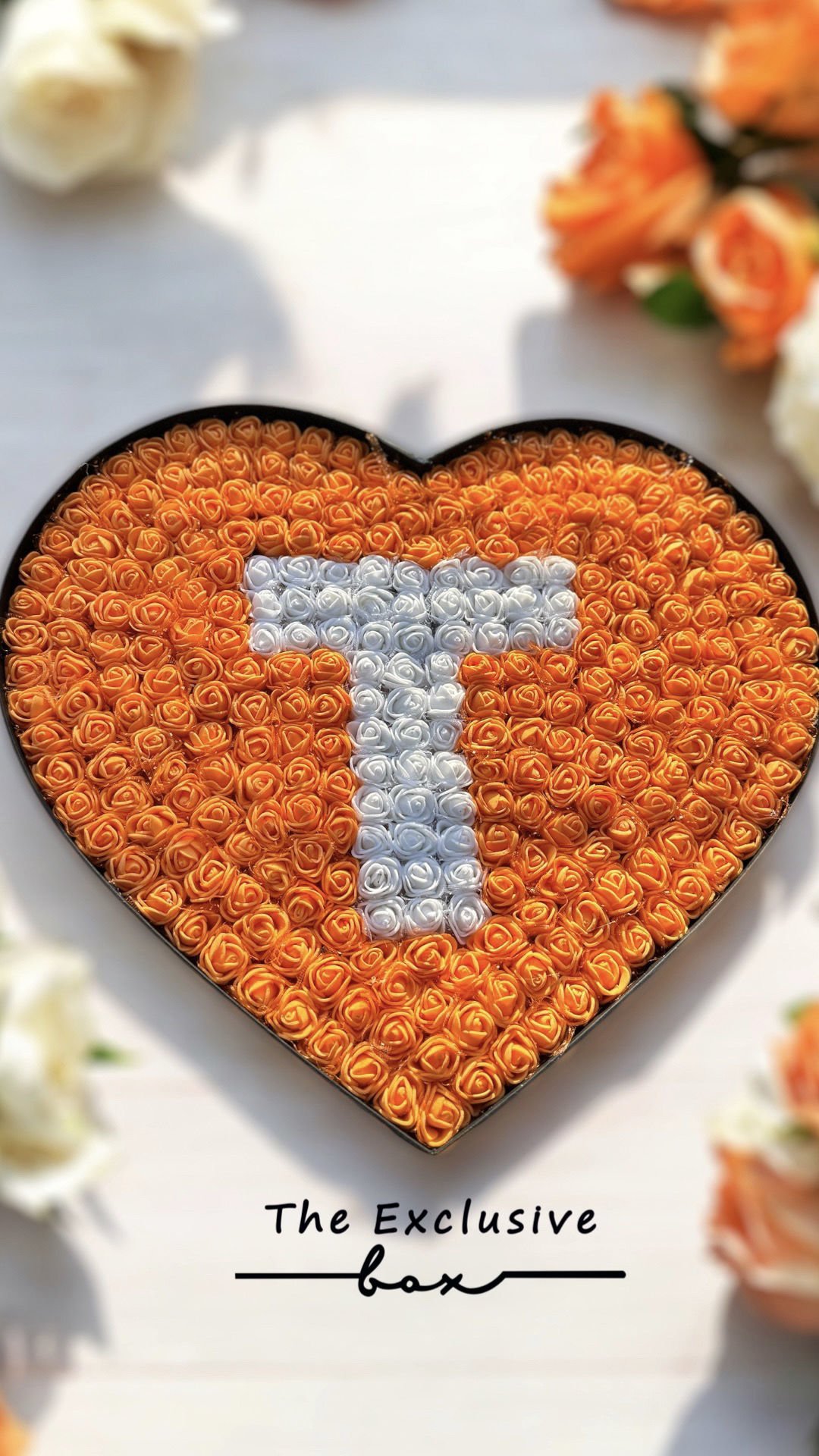 Kalp Harf Tasarım Kutu -Turuncu