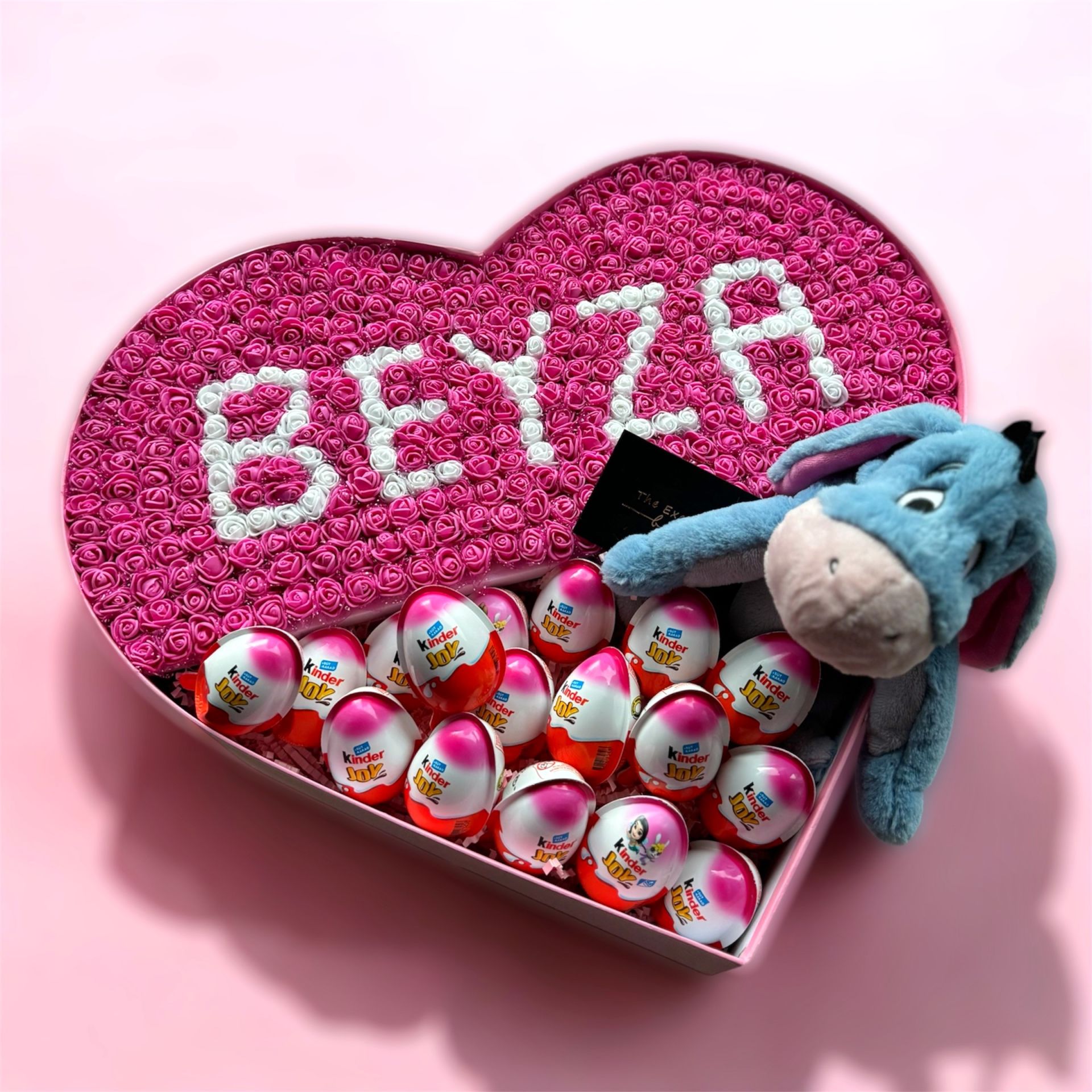 Eeyore Peluş & Kinder Kalp İsim Tasarım Kutu