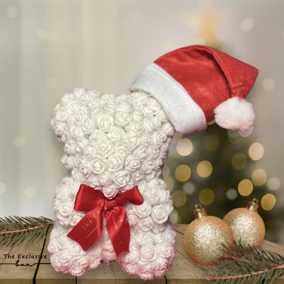 New Year White Teddy Bear