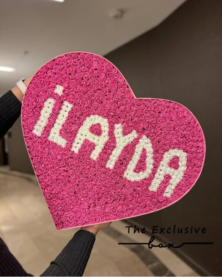 Devasa Kalp İsim Tasarım Kutu - Fuşya