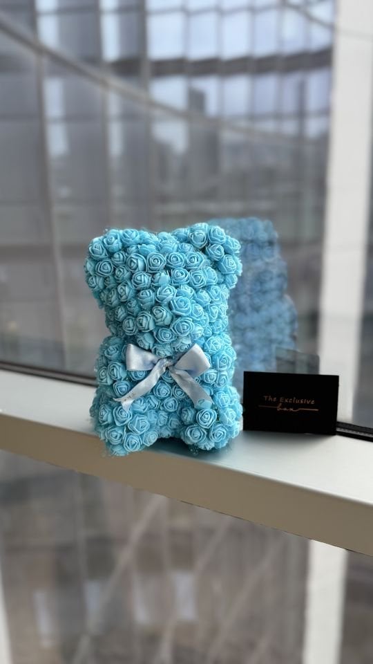 Blue Teddy Rose Bear