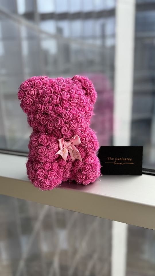 Fuchsia Teddy Rose Bear
