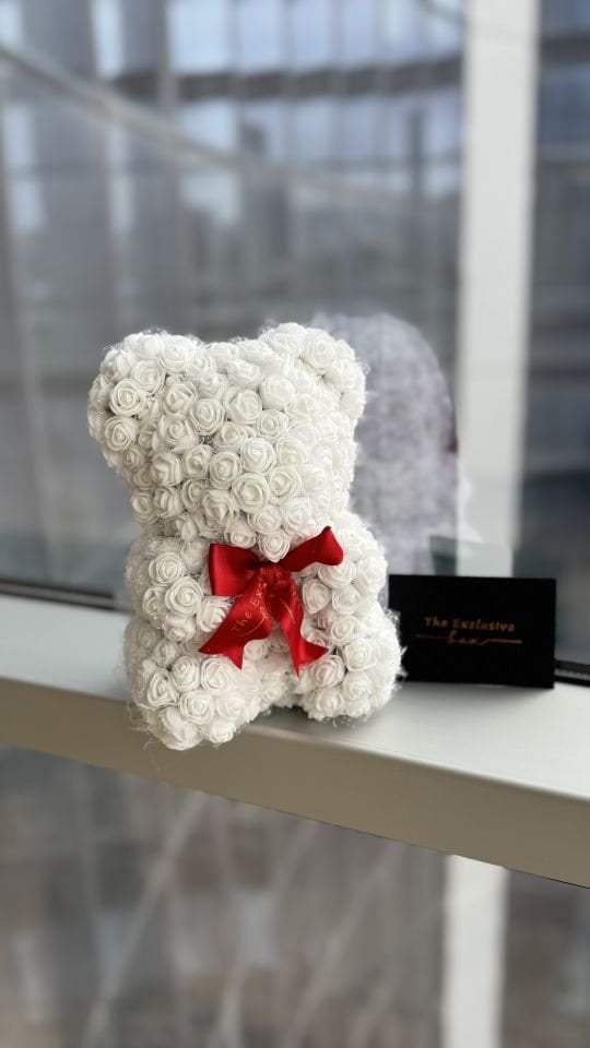 White Teddy Rose Bear