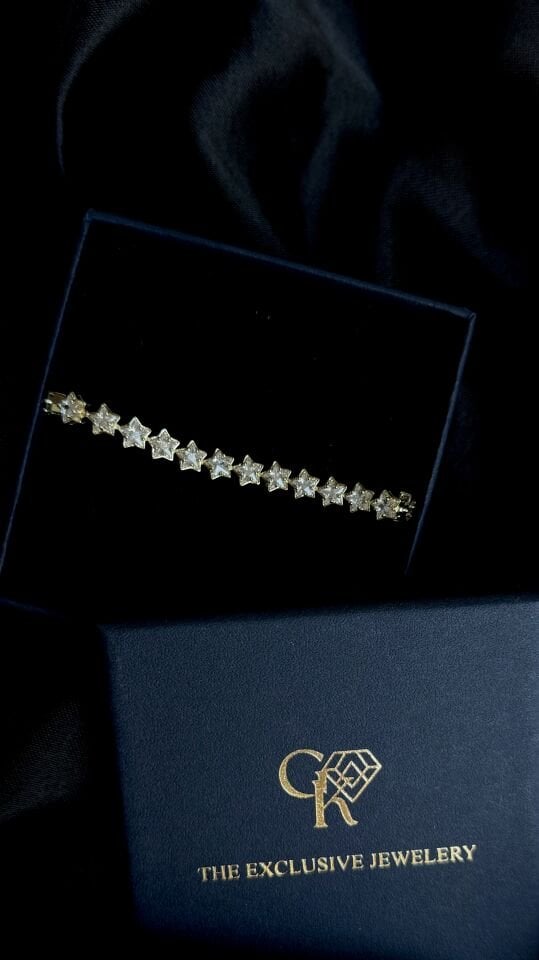Yıldız Taşlı Gold Bileklik